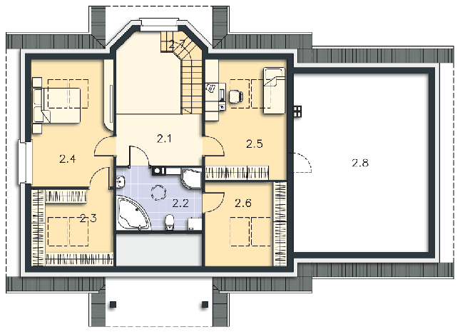 Rzut poddasza POW. 124,5 m²