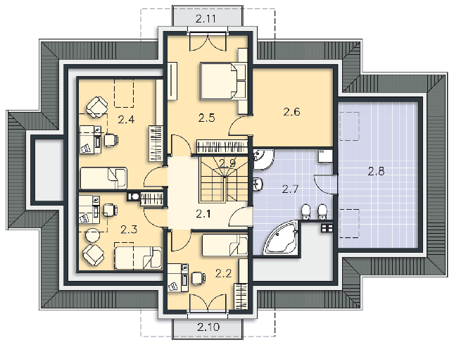 Rzut poddasza POW. 117,7 m²