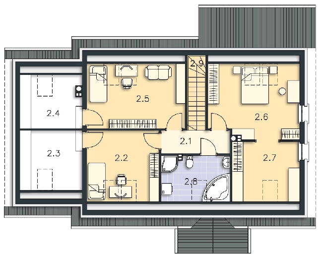 Rzut poddasza POW. 102,5 m²