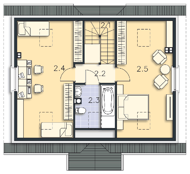 Rzut poddasza POW. 66,2 m²