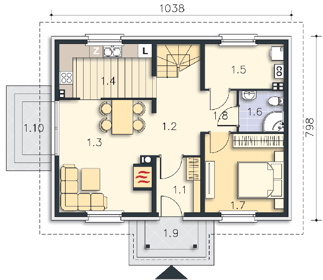 Rzut parteru POW. 67,0 m²