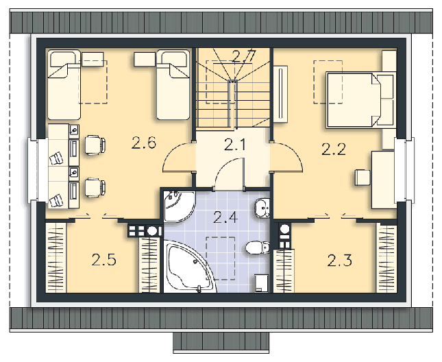 Rzut poddasza POW. 65,5 m²