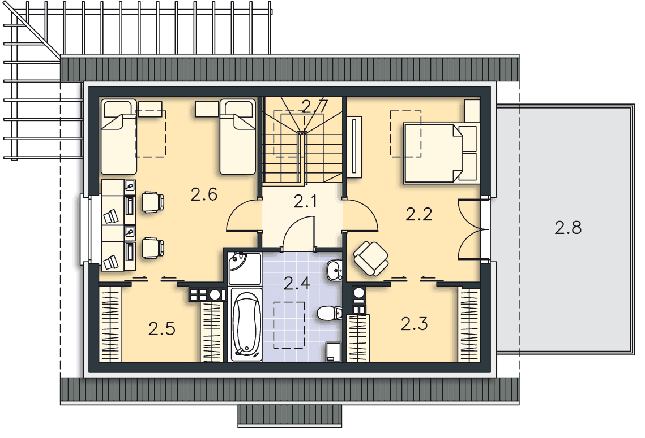 Rzut poddasza POW. 65,5 m²