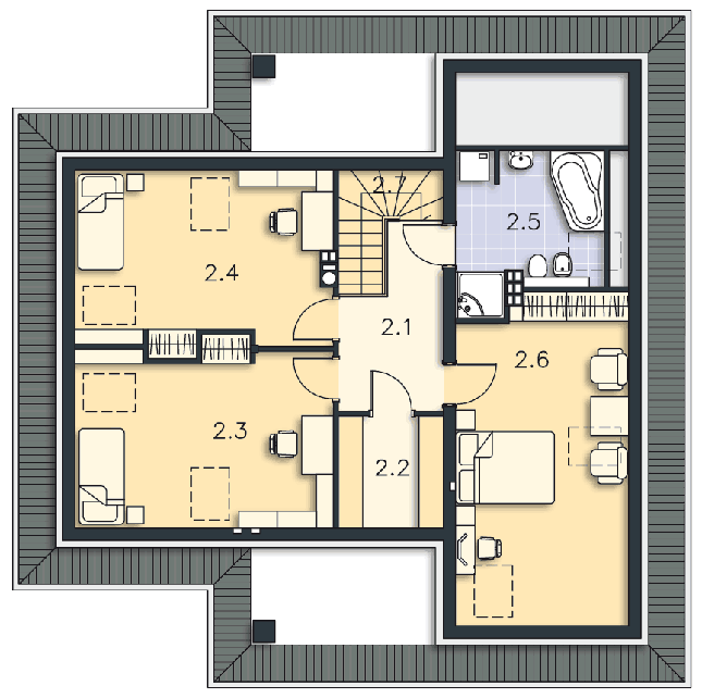 Rzut poddasza POW. 85,4 m²