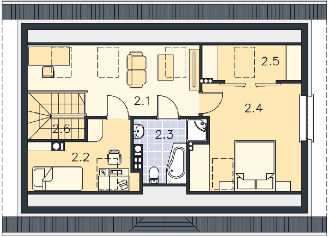 Rzut poddasza POW. 58,2 m²