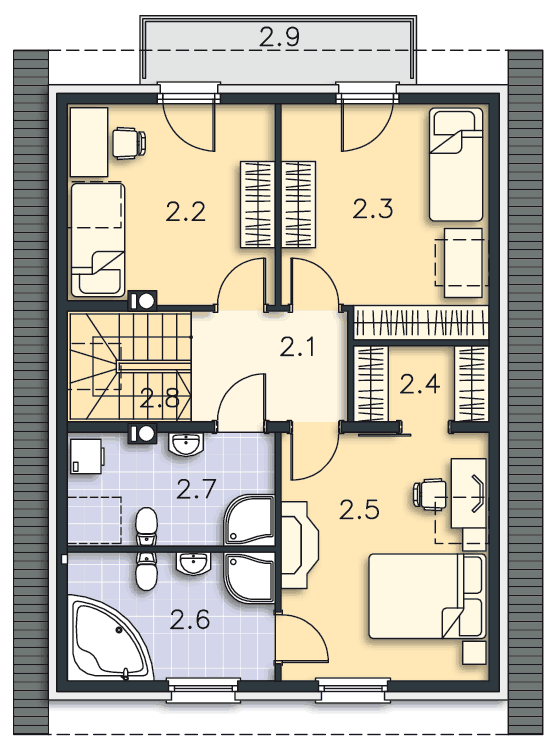 Rzut poddasza POW. 74,2 m²