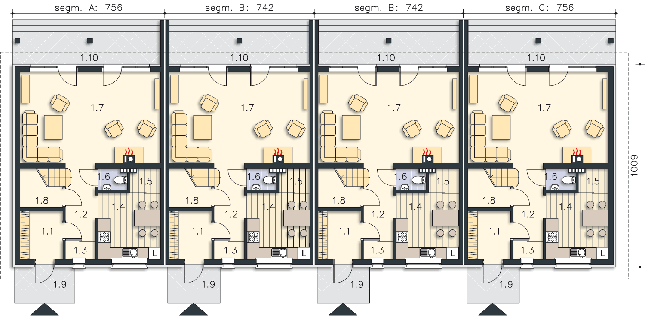 Rzut parteru POW. 58,9 m²