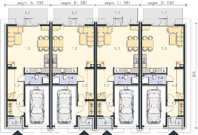 Rzut parteru POW. 64,5 m²