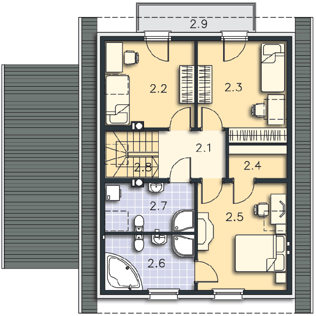 Rzut poddasza POW. 74,2 m²