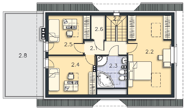 Rzut poddasza POW. 70,0 m²