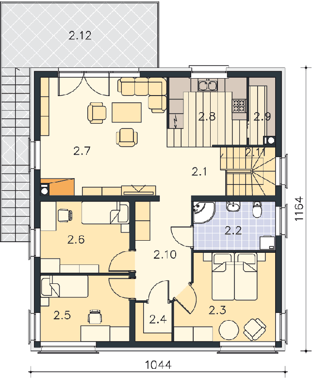 Rzut parteru POW. 98,0 m²