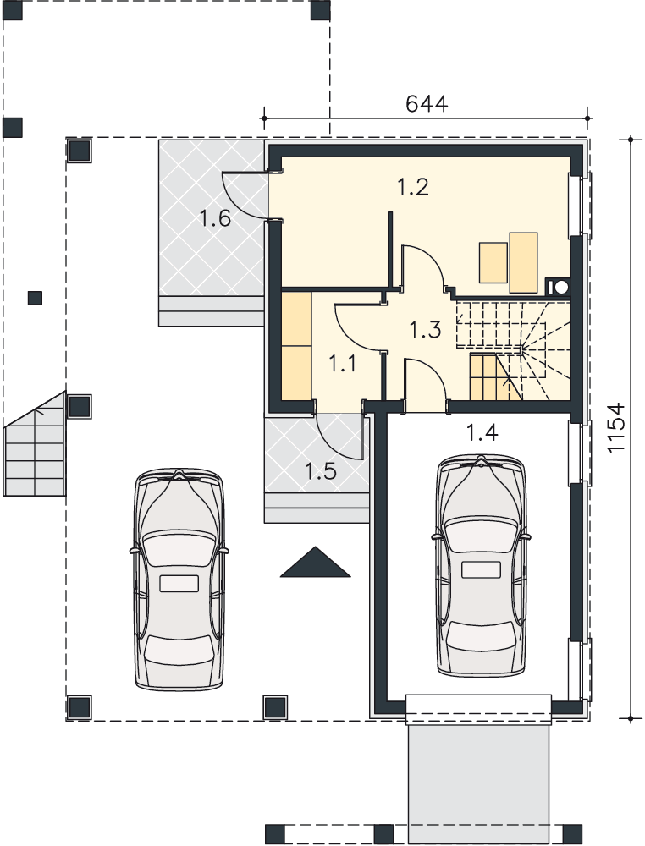 Rzut przyziemia POW. 42,1 m²