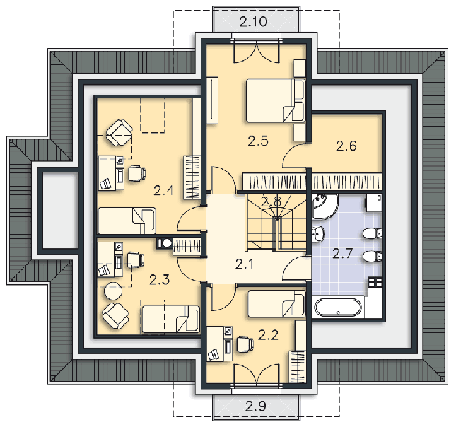 Rzut poddasza POW. 88,4 m²