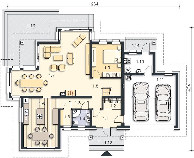 Rzut parteru POW. 151,1 m²