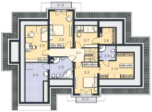 Rzut poddasza POW. 165,6 m²