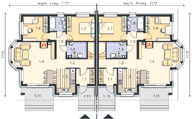 Rzut parteru POW. 87,3 m²