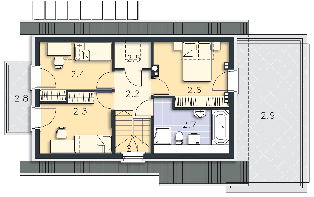 Rzut poddasza POW. 57,0 m²