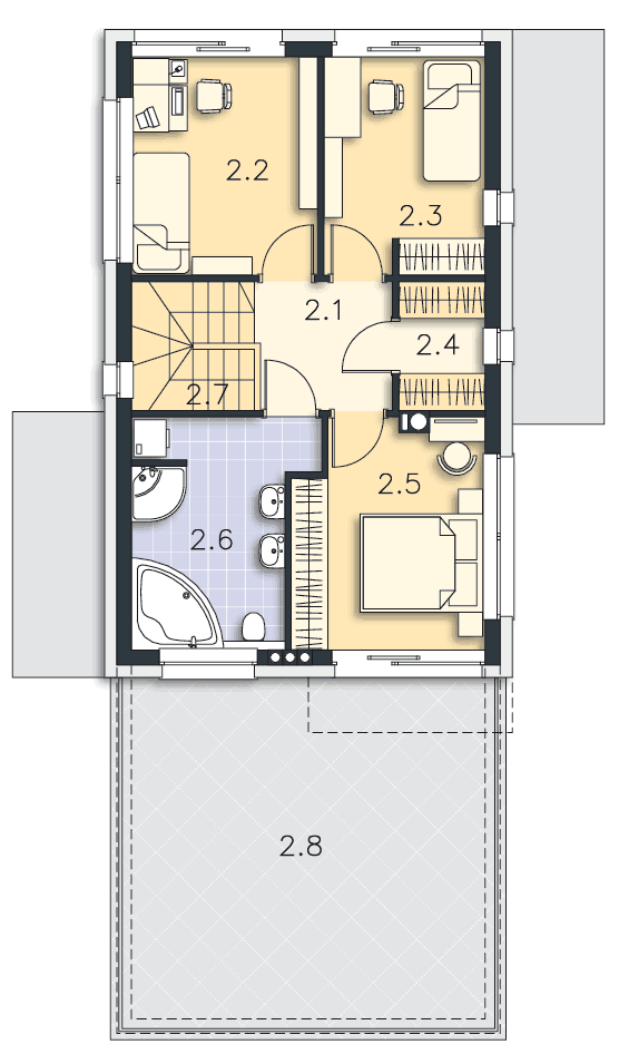 Rzut piętra POW. 52,8 m²