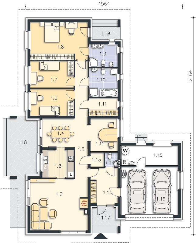 Rzut parteru POW. 188,7 m²