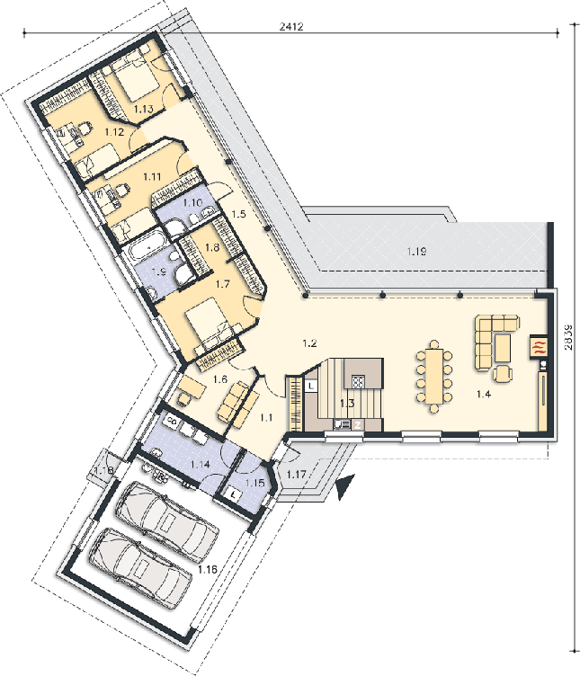 Rzut parteru POW. 218,5 m²