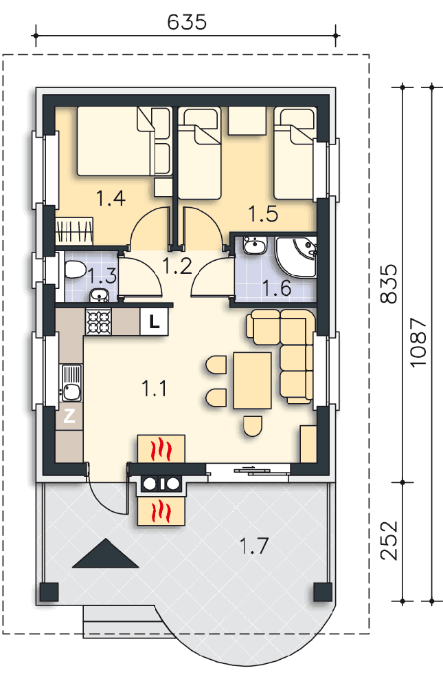 Rzut parteru POW. 40,1 m²