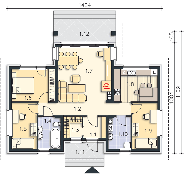 Rzut parteru POW. 95,2 m²