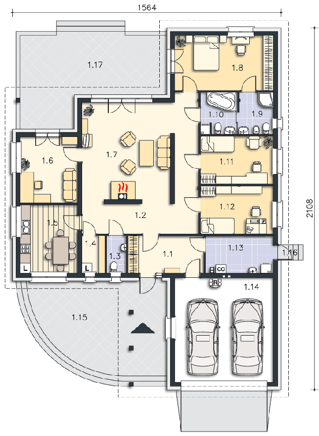 Rzut parteru POW. 186,9 m²