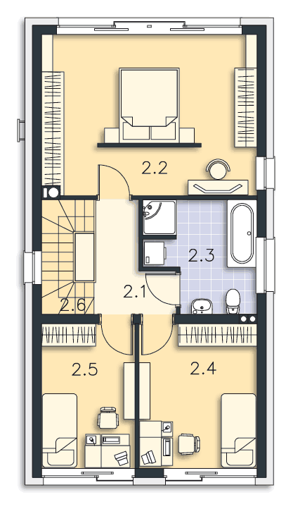 Rzut piętra POW. 62,9 m²