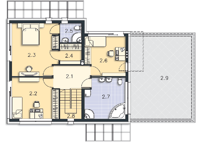 Rzut piętra POW. 81,4 m²