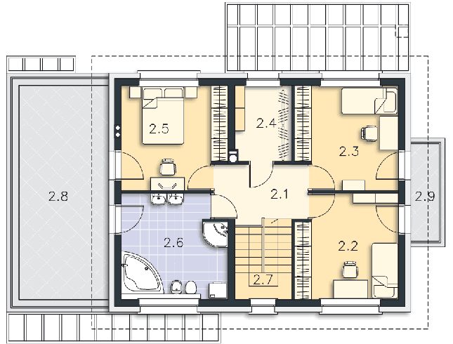 Rzut poddasza POW. 73,1 m²