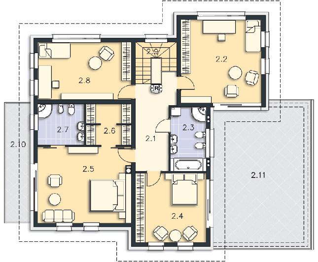 Rzut piętra POW. 142,4 m²