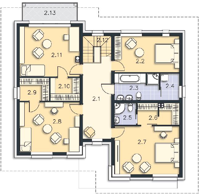 Rzut piętra POW. 133,0 m²