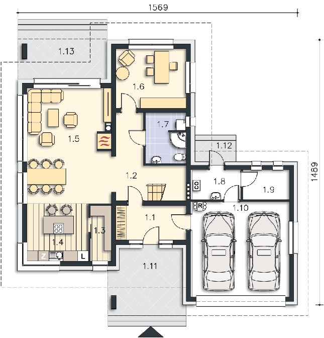 Rzut parteru POW. 123,2 m²
