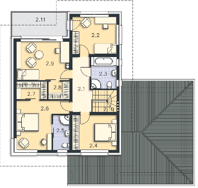 Rzut piętra POW. 99,4 m²