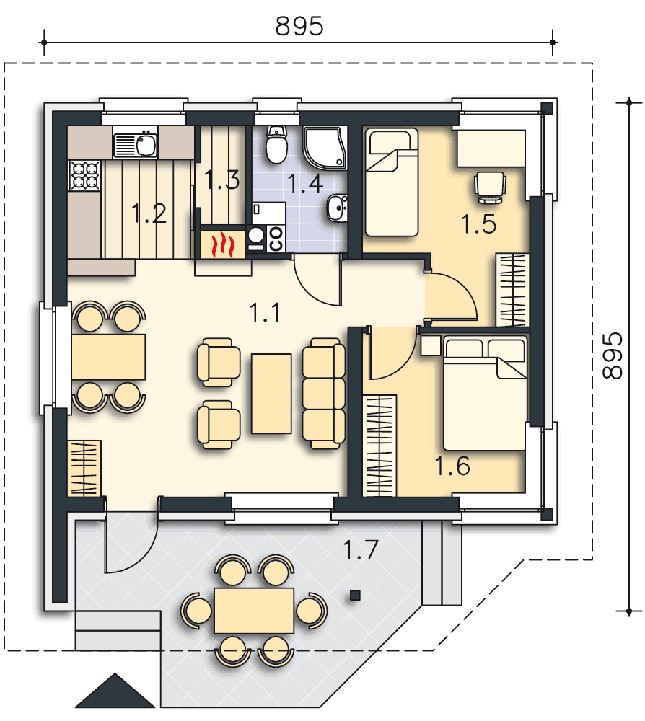 Rzut parteru POW. 50,0 m²