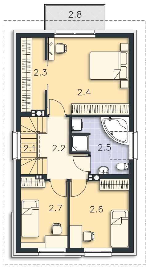 Rzut poddasza POW. 64,5 m²
