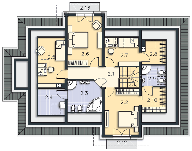 Rzut poddasza POW. 131,1 m²