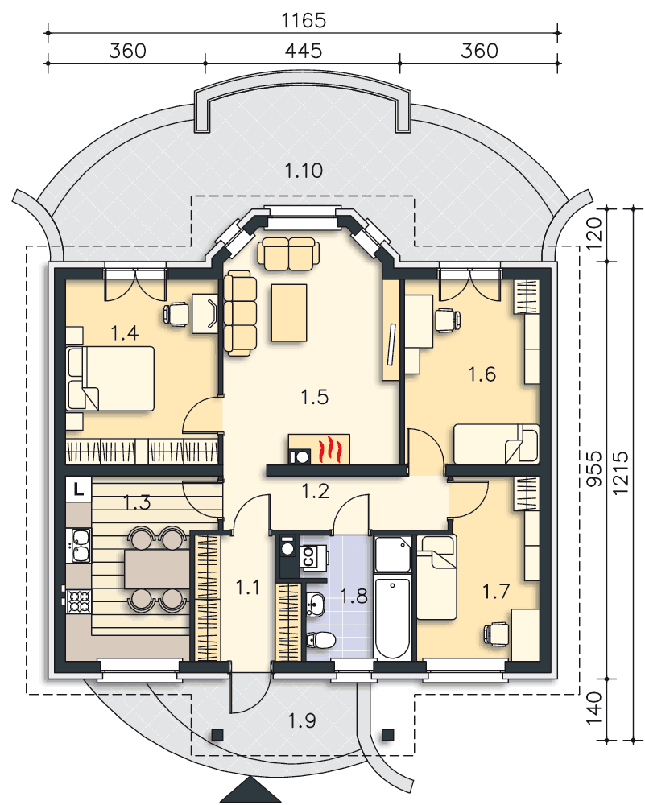 Rzut parteru POW. 92,3 m²