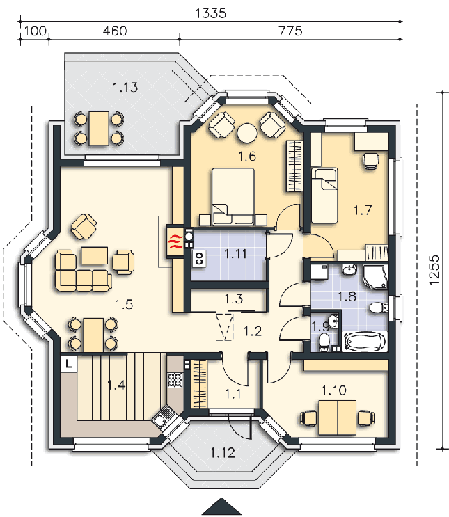Rzut parteru POW. 110,9 m²