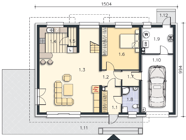 Rzut parteru POW. 119,0 m²