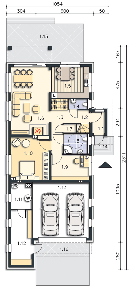 Rzut parteru POW. 144,3 m²
