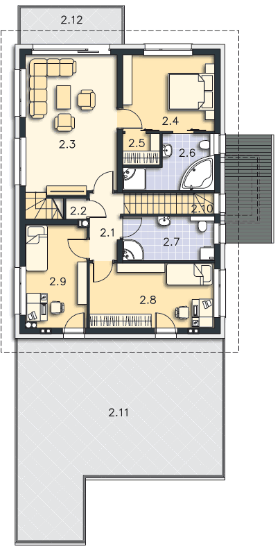 Rzut piętra POW. 97,4 m²