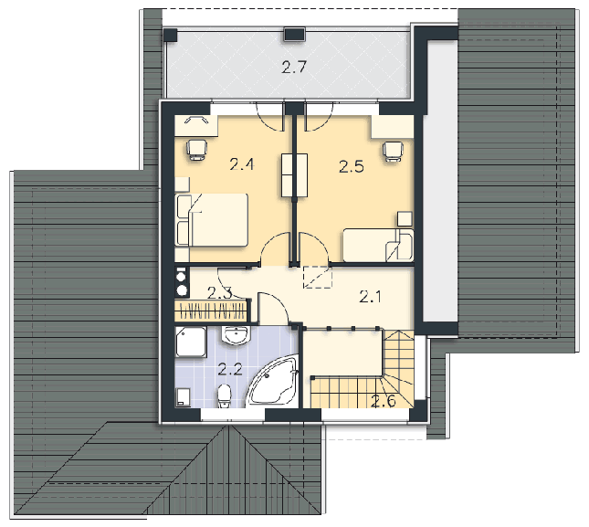 Rzut poddasza POW. 62,1 m²