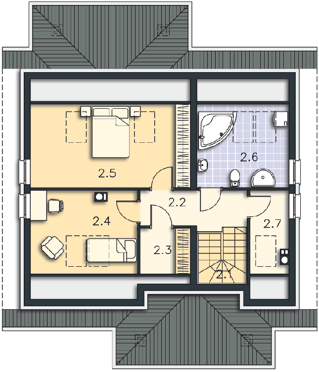Rzut poddasza POW. 65,9 m²