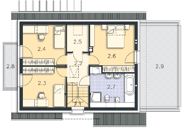 Rzut poddasza POW. 71,0 m²