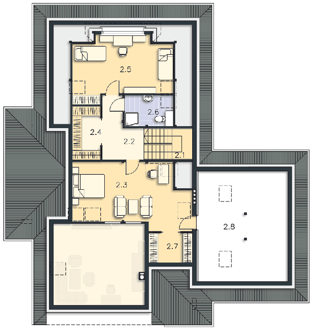 Rzut poddasza POW. 122,1 m²
