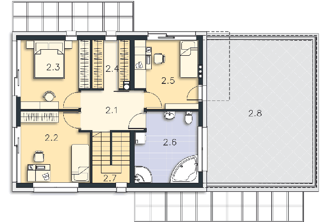 Rzut piętra POW. 66,7 m²