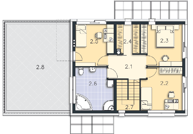 Rzut piętra lustro POW. 66,7 m²