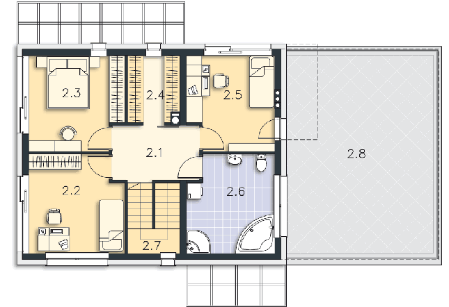 Rzut piętra POW. 66,7 m²