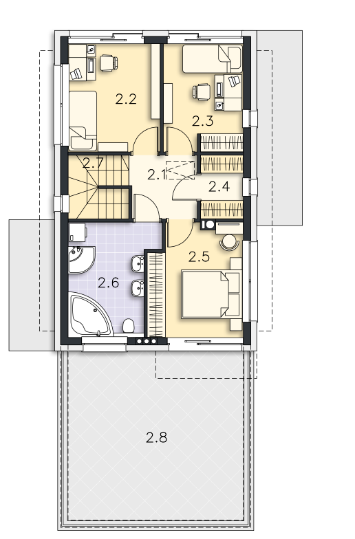 Rzut piętra POW. 52,8 m²